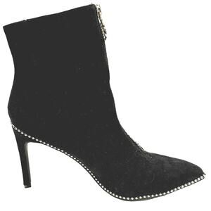 Bar III Brigete Womens black Front-Zip Booties studded mid sole. 4” heel size 7
